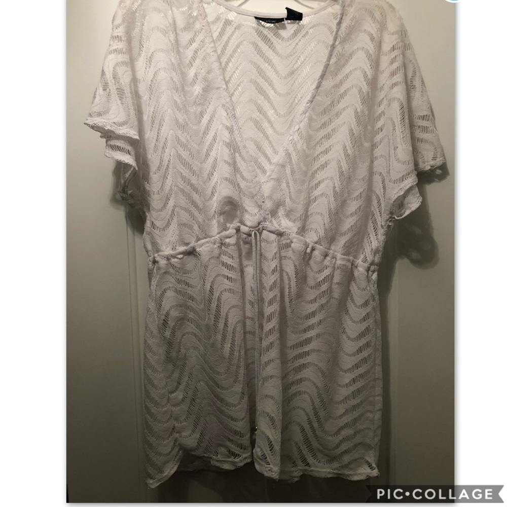 White swim cover up lace